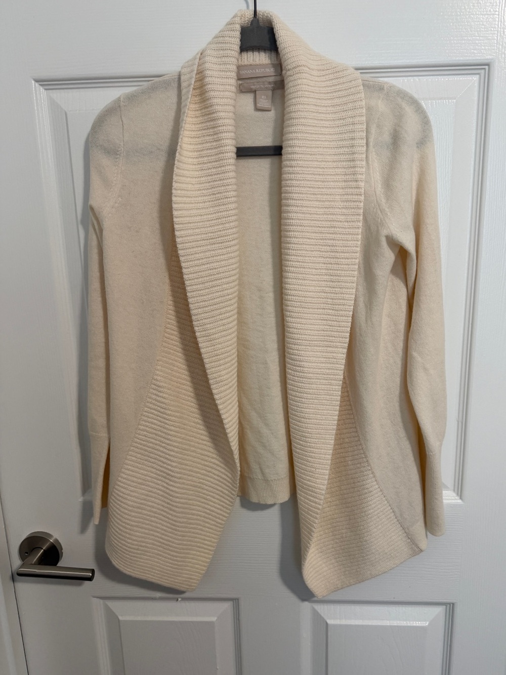 Banana Republic XS Ivory Cashmere Wool Blend Italian Fabric Shawl Collar Cardiga